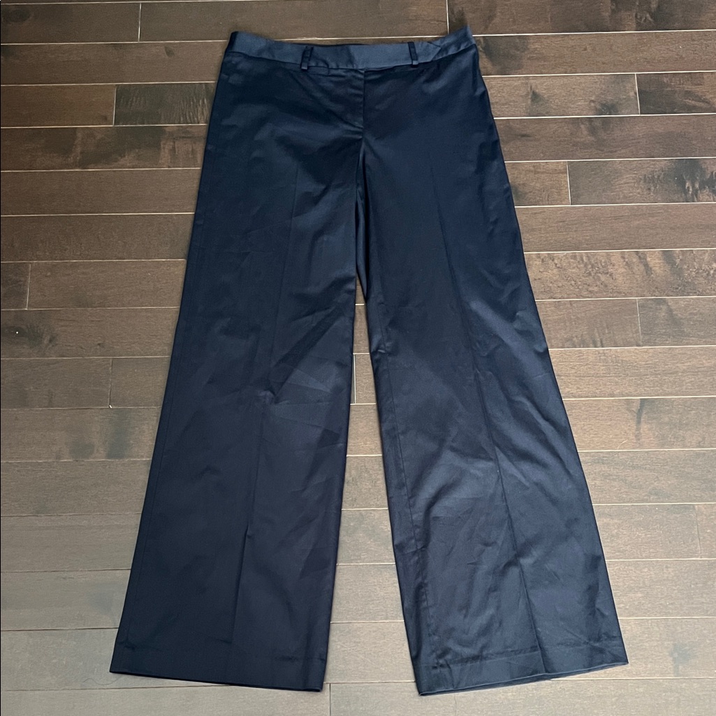 Nwt Milly Of Ny High Waisted, Wide Leg Navy Trousers Sz 8 Retail $218